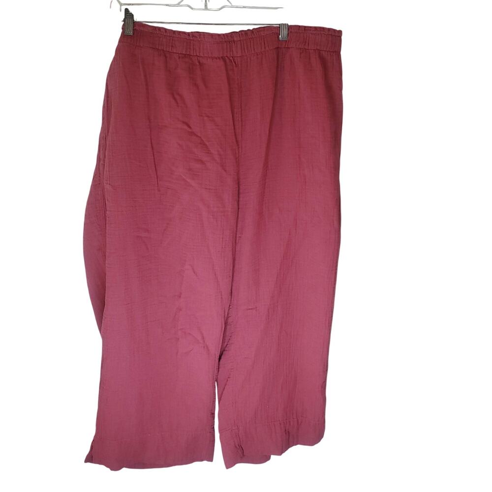 Coldwater Creek Mauve Gauze Wide Leg Pants Crop Size 3X (45x25) Beach Resort